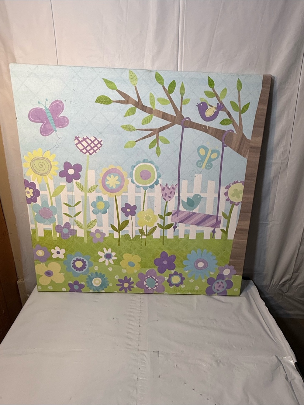 "Oopsy Daisy Too Circo Buds n Blossoms Canvas Wall Art Nursery 21x21"